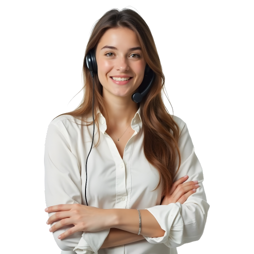 Atendente sorridente com headset